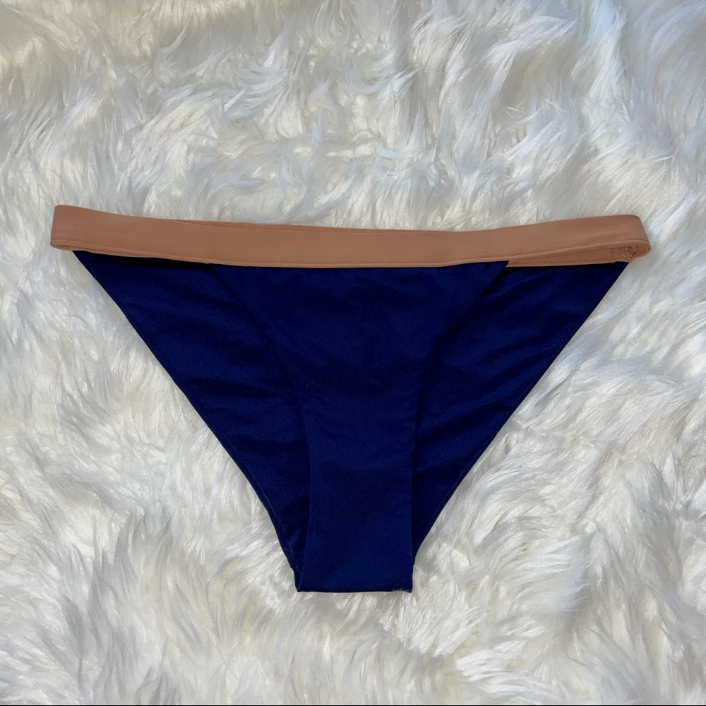NWOT Onia Bikini Bottom Navy Blue Tan Size Large